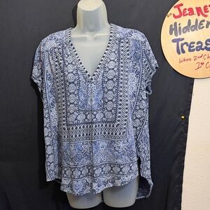 💥NI💥Lucky Brand Blue Patterned Women's Top